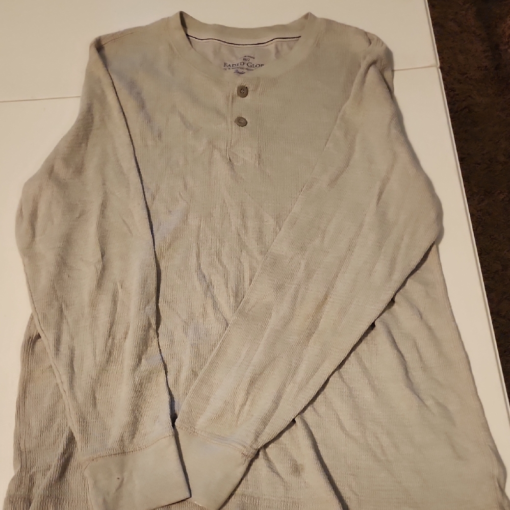 Faded Glory Men's Cream Long Sleeve Henley
